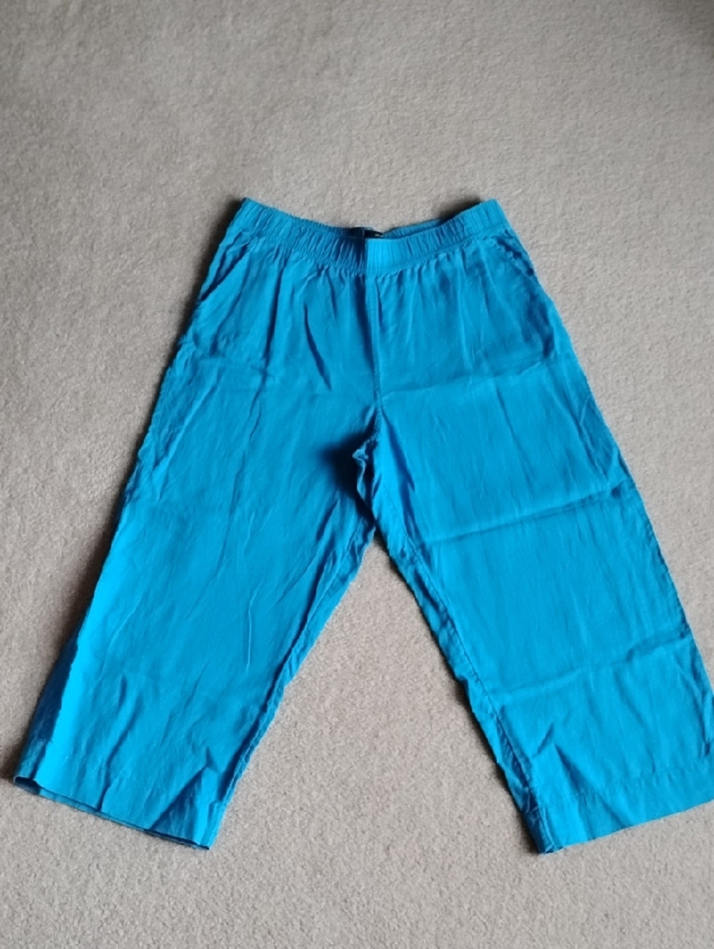 Tahari Teal Linen Wide-Leg Pants